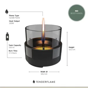 Tenderflame Rosie 14 Black/Smoke Ceramic